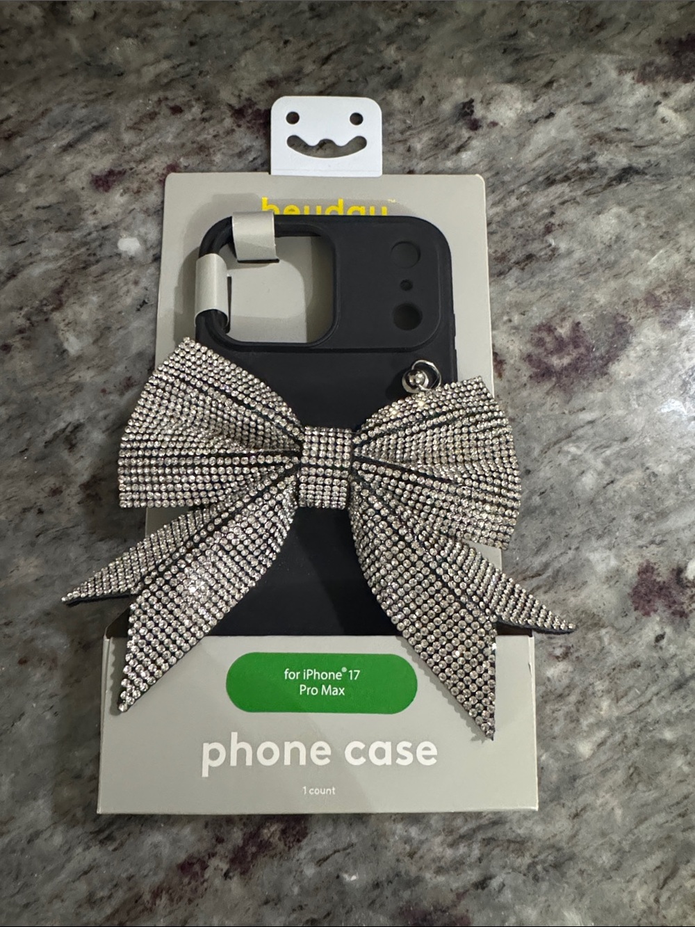 NEW heydayRhinestone Bow Phone Case for iPhone 17 Pro Max - Black/Silver - Picture 1 of 4